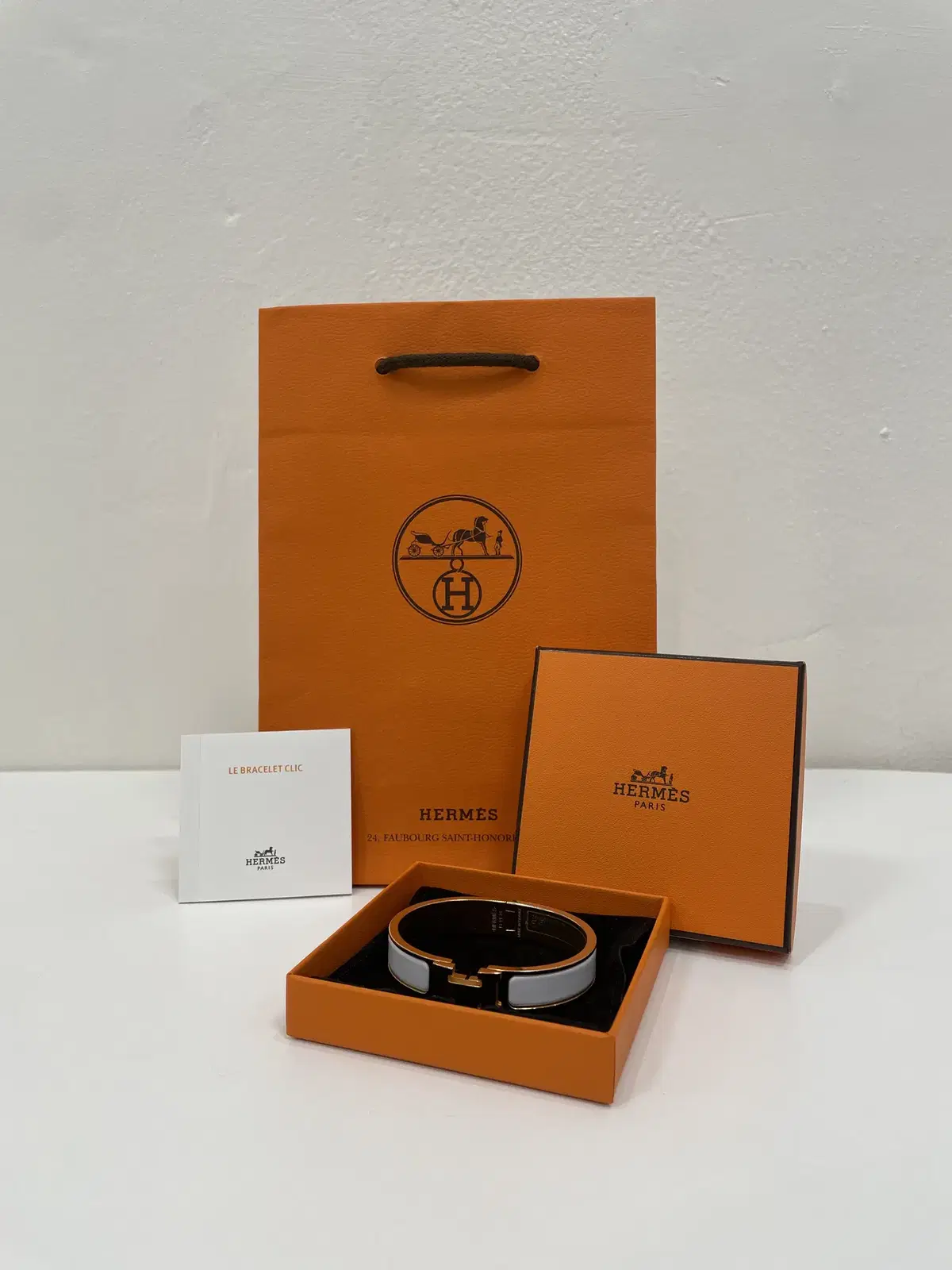 [Genuine] Unused Hermes Click-A-Shine Gold White PM