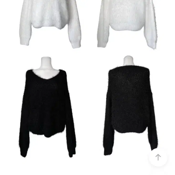 이네기 플러피 브이넥 니트 화이트 Fluffy V-neck Knit