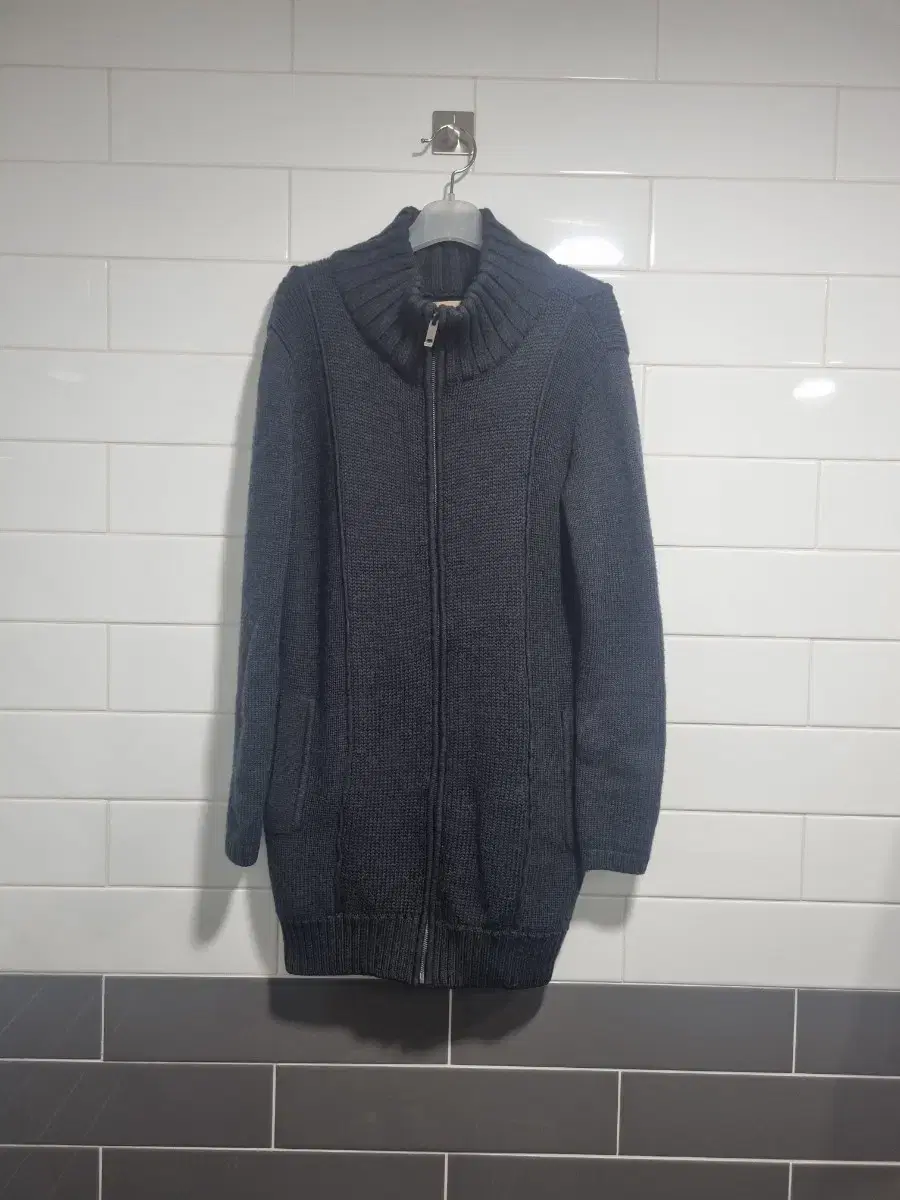 Misha Zip-Up Wool Knit 55 Long Cardigan