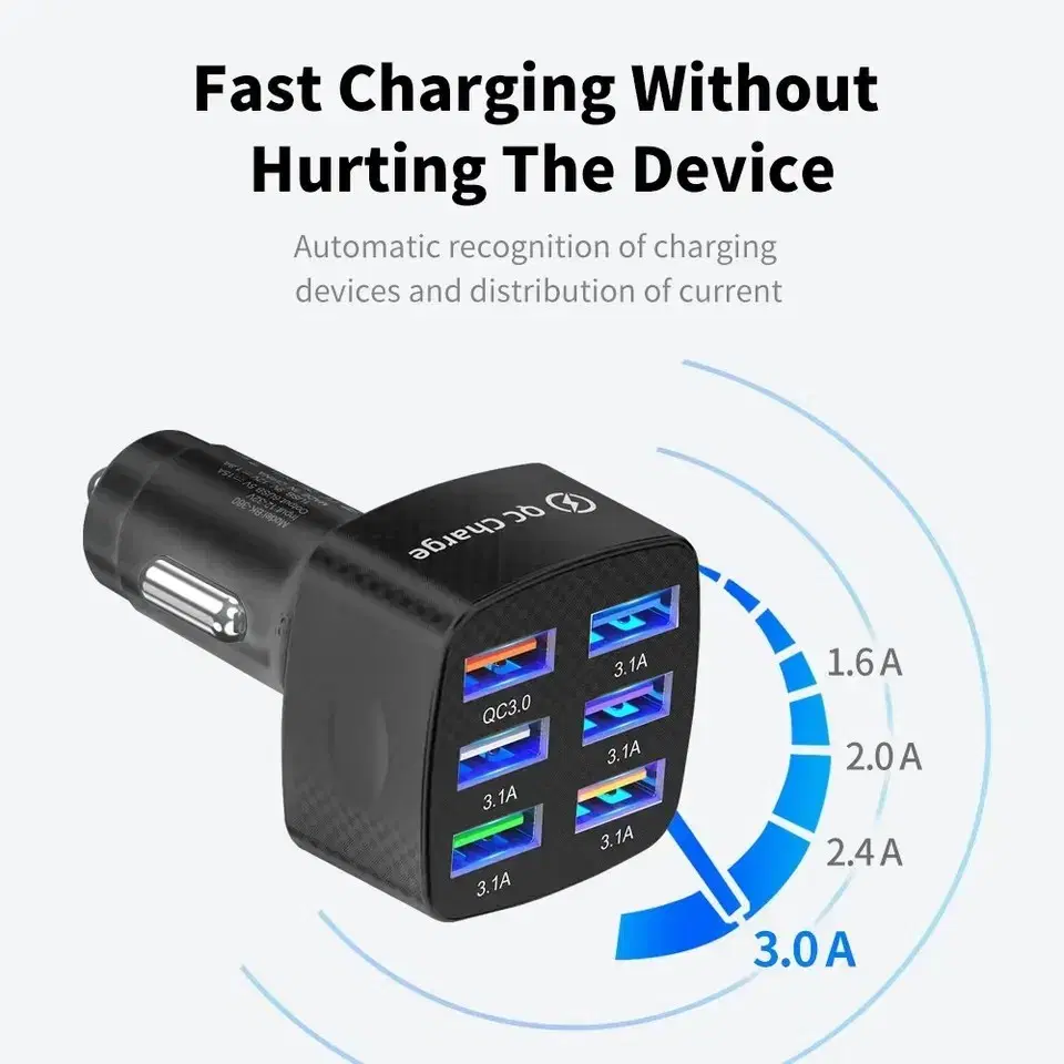 미사용 새제품 차량용 고속 충전기6포트 총 75W 지원
