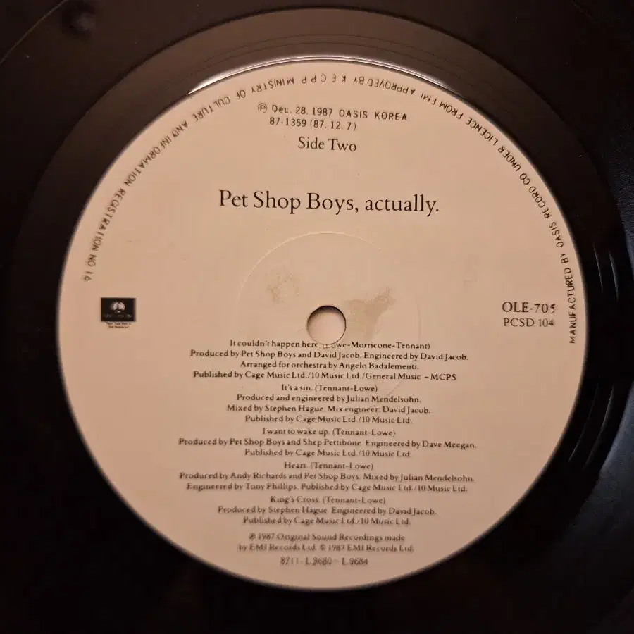 국내라이센스반/Pet Shop Boys - Actually LP