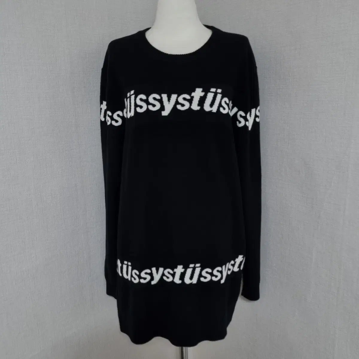 Bluff Discount/Genuine Stussy Vintage Long Knit ONEPIECE Black Lettering worldtour T-Shirt