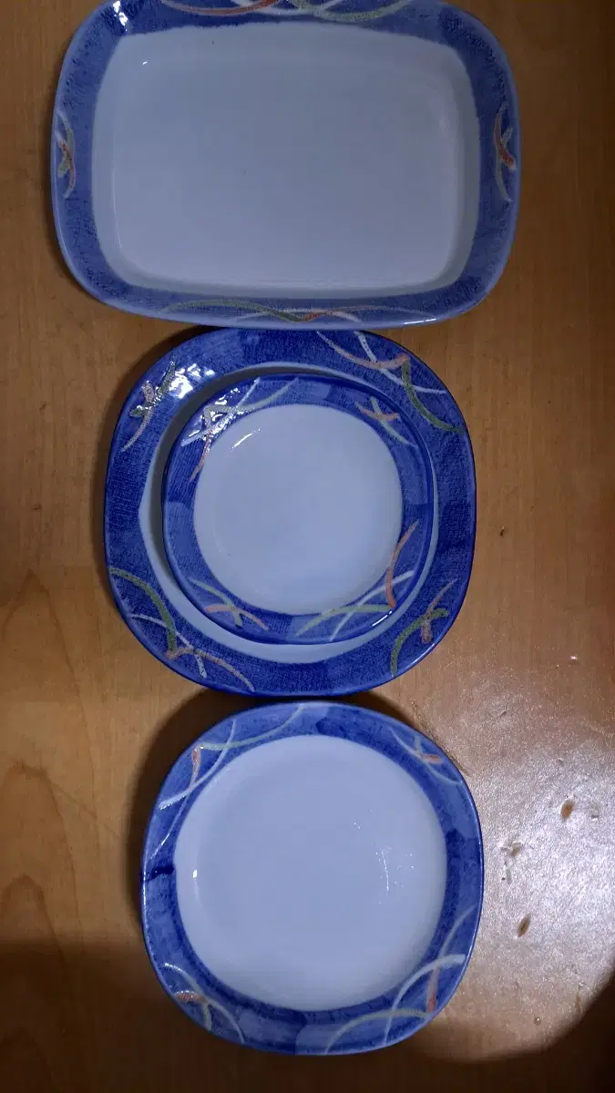 Vintage blue and white porcelain plates. Set