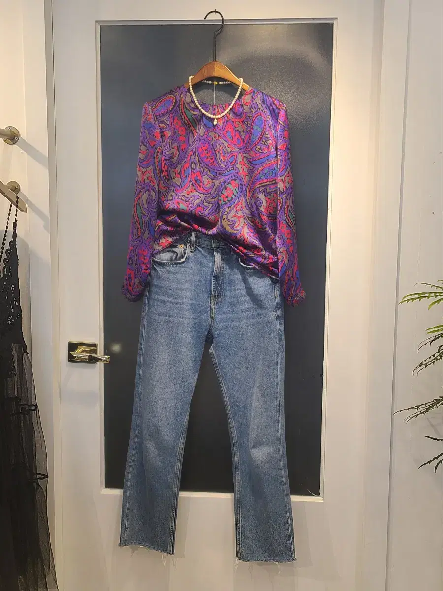 Blue-purple paisley blouse