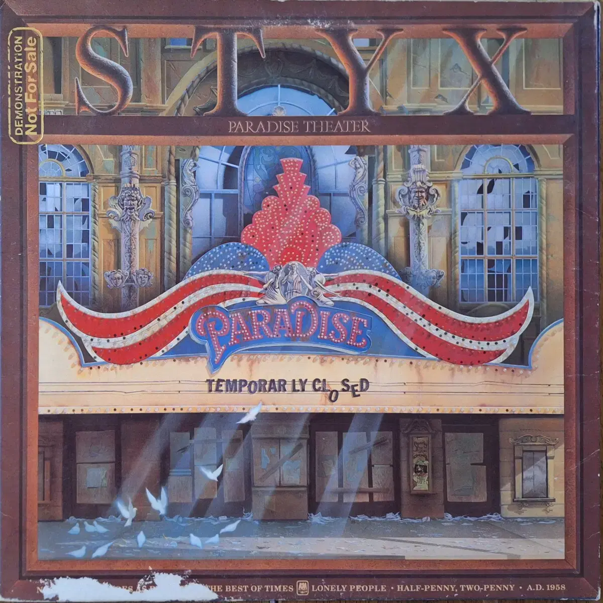 미국원반/초판/Styx - Paradise Theatre LP