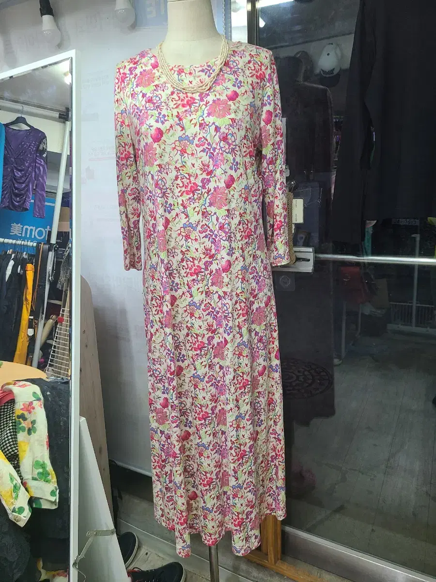 [L] Korean brand flower printing long ONEPIECE