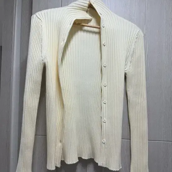 RRACE - Slim High Neck Cardigan (Ivory)