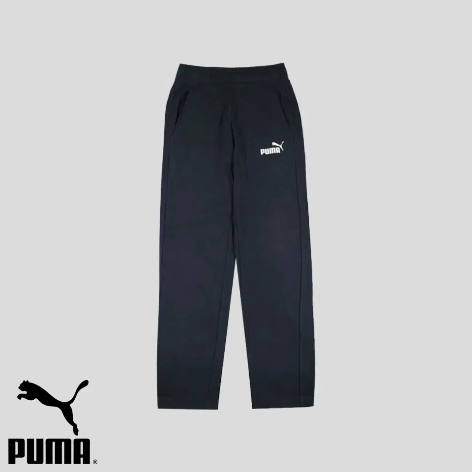 PUMA Puma Puma Pigment Black White Logo Embroidered Cotton Blend Banded Sweatpants