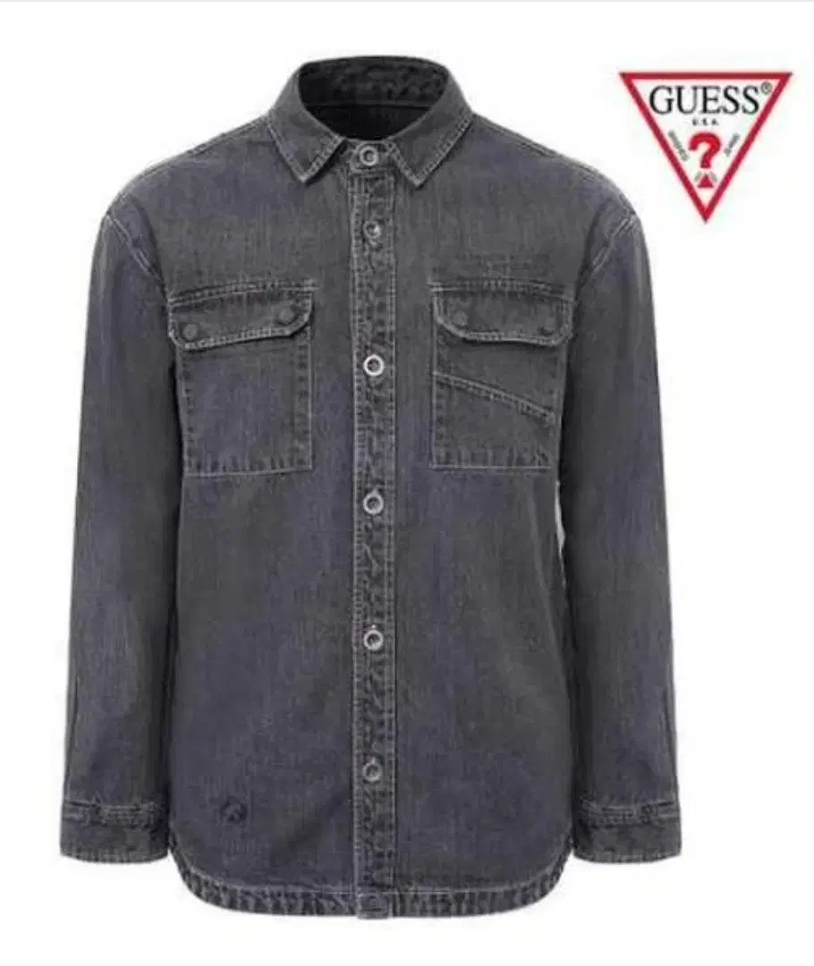 (FREE SHIPPING)GUESS Men's Shirtwashed Denim Shirt