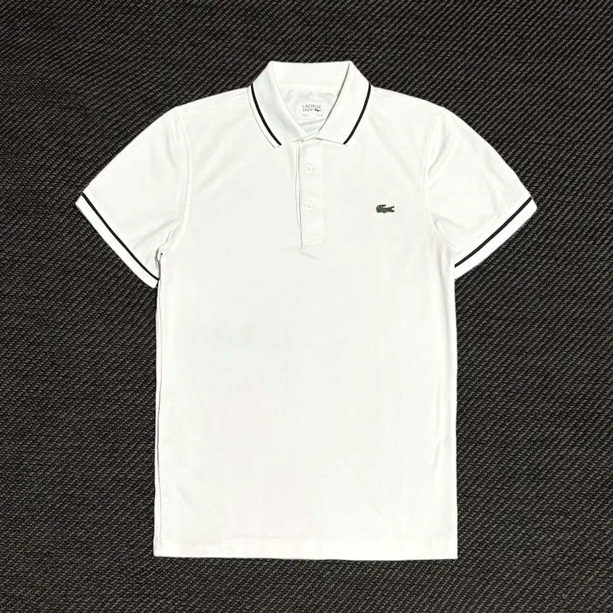 [ S ] Lacoste 라코스테 신형 화이트 반팔 카라티