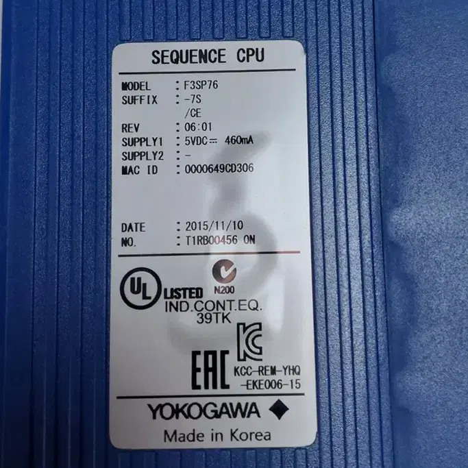 Yokogawa F3SP76-7S SEQUENCE CPU 요코가와