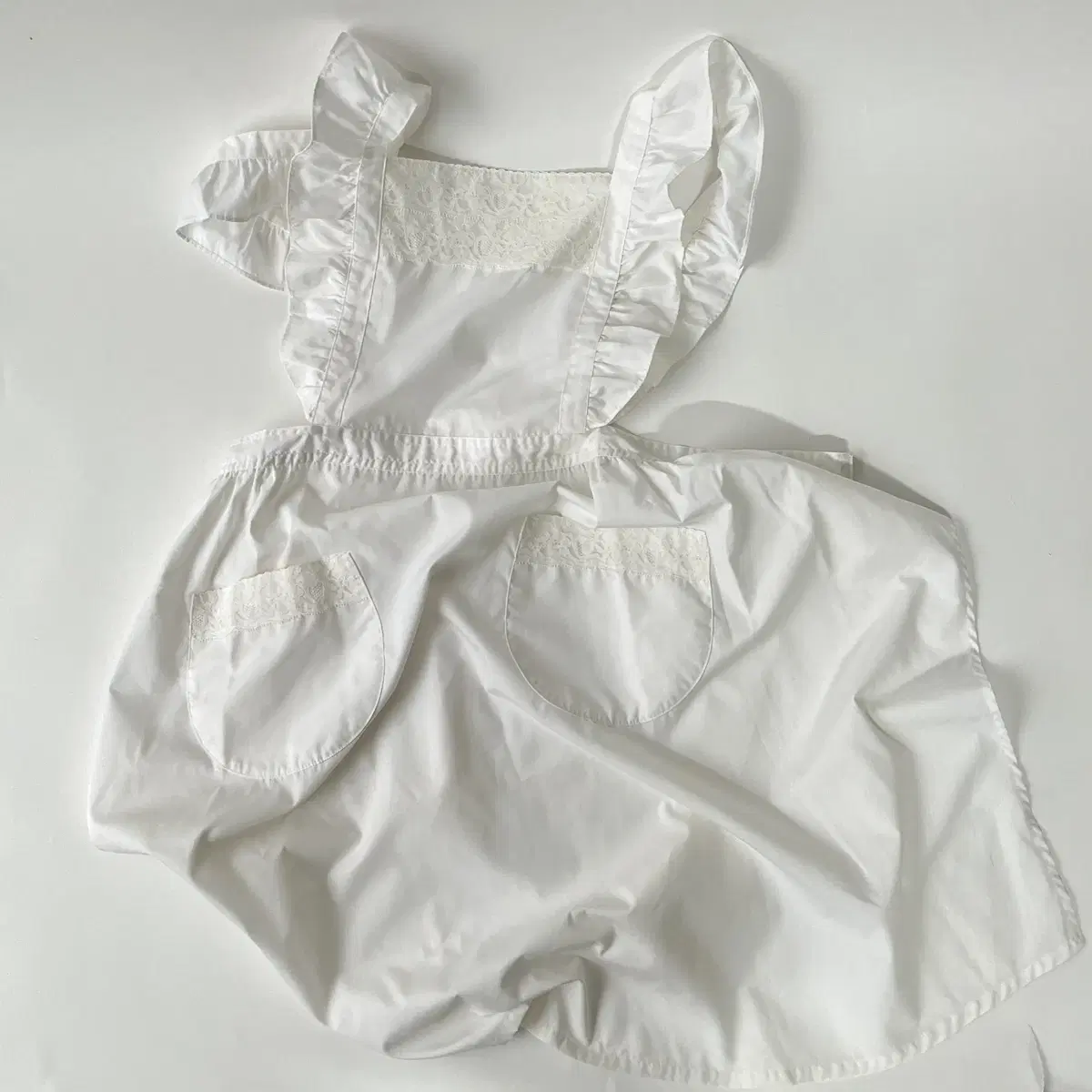 90's White cotton lace Apron 일본제