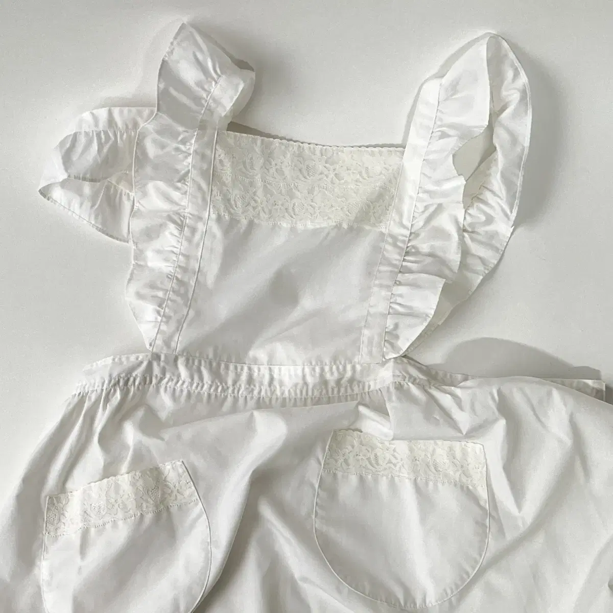 90's White cotton lace Apron 일본제