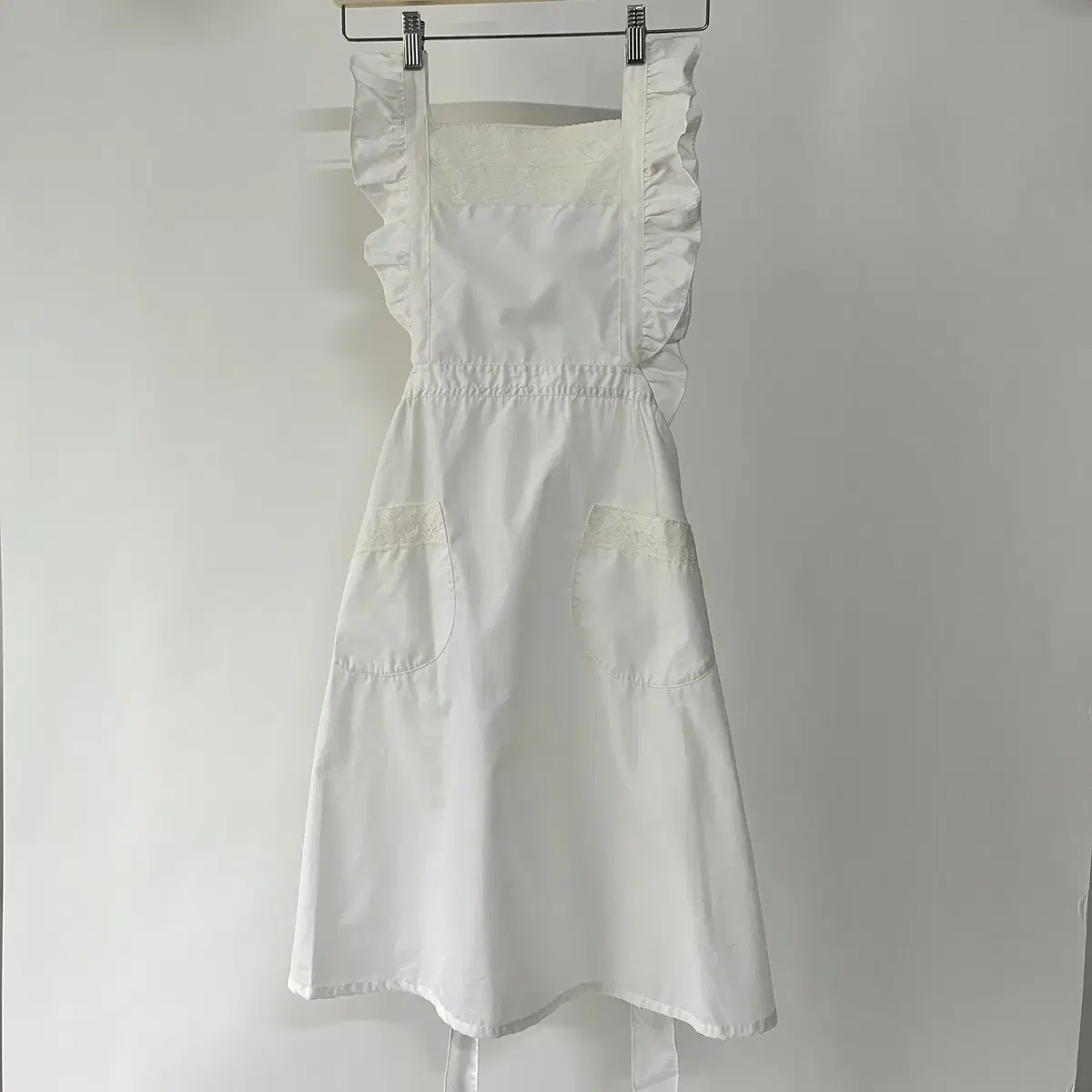 90's White cotton lace Apron 일본제