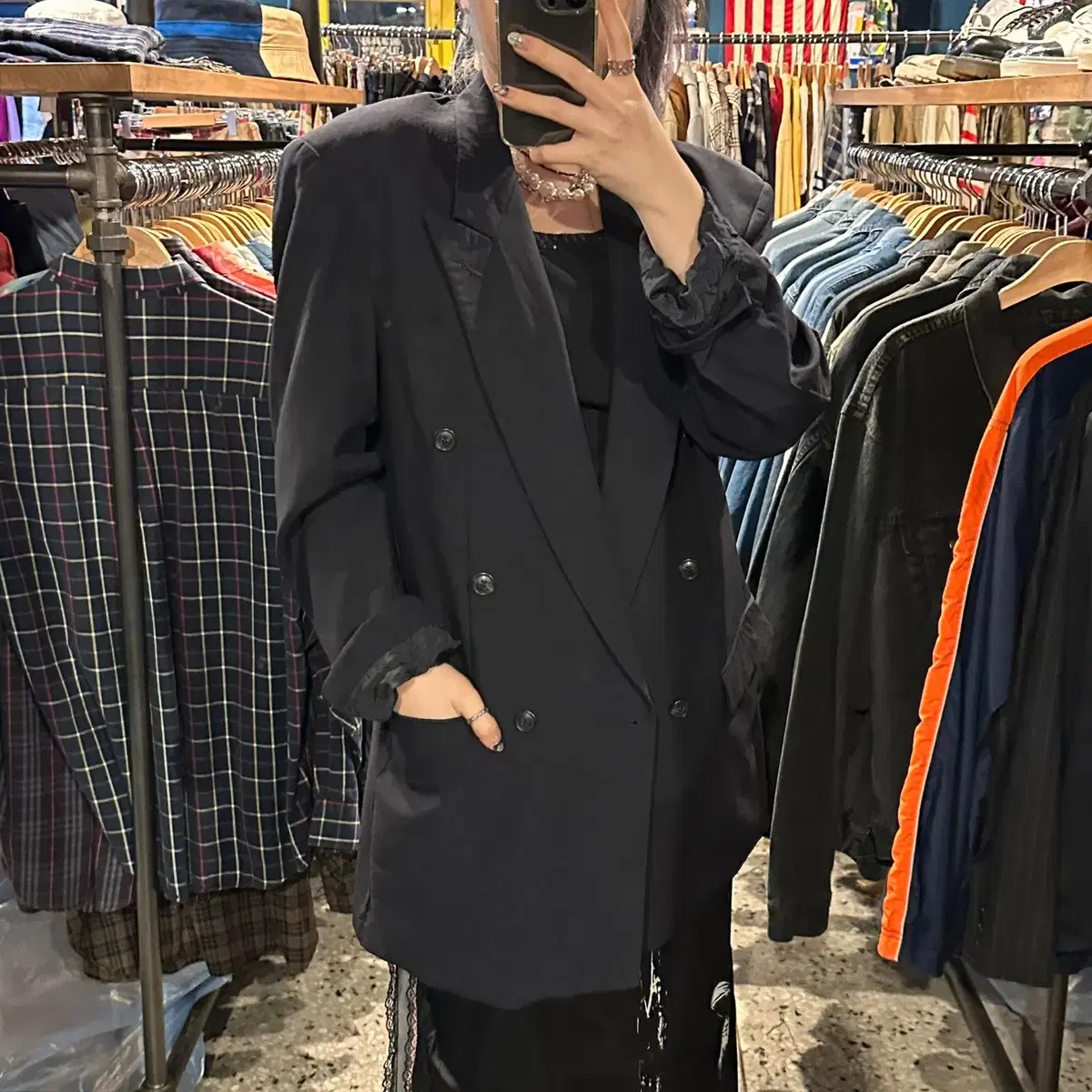 YSL 생로랑 더블 버튼 블레이저 자켓