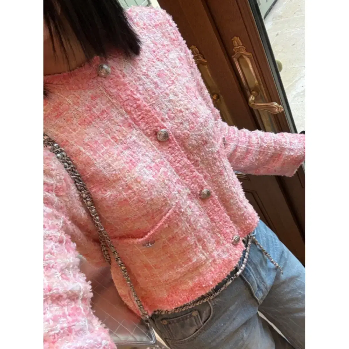 [중고판매][마이아이코] PINK BLOSSOM Tweed Knit jk