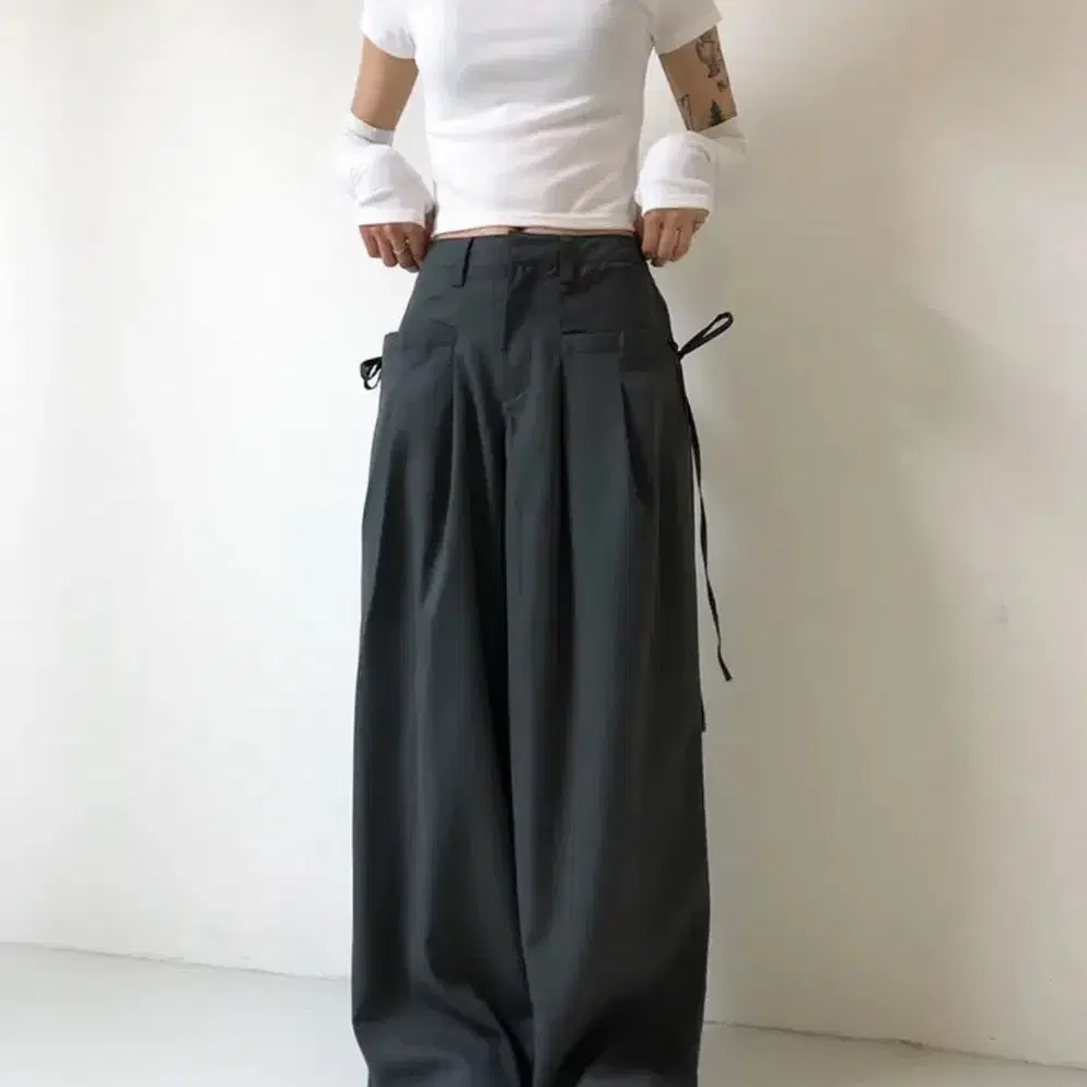 와이드 스트링 슬랙스 wide string slacks