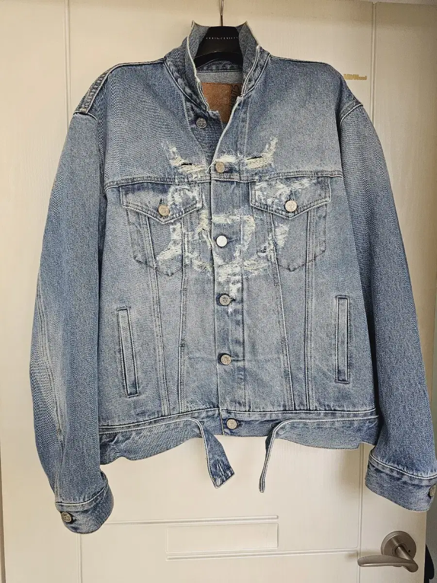 Vetements Anarchy Logo Distressed Denim Jacket (M)