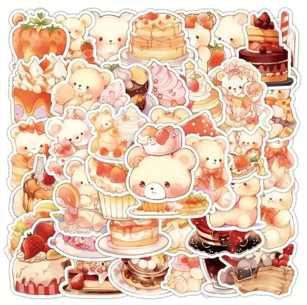 60 photosBulk dessert illustration bear cake Ducky.embrace.sculpture stickers