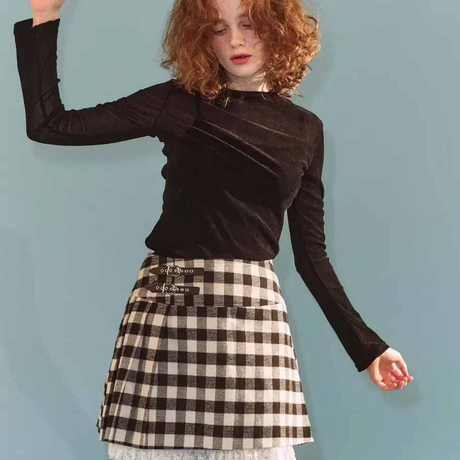 fletta(플레따) Gingham Check Skirt_Black(M)