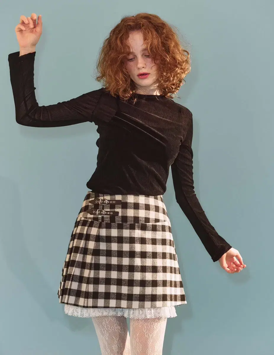 fletta(플레따) Gingham Check Skirt_Black(M)