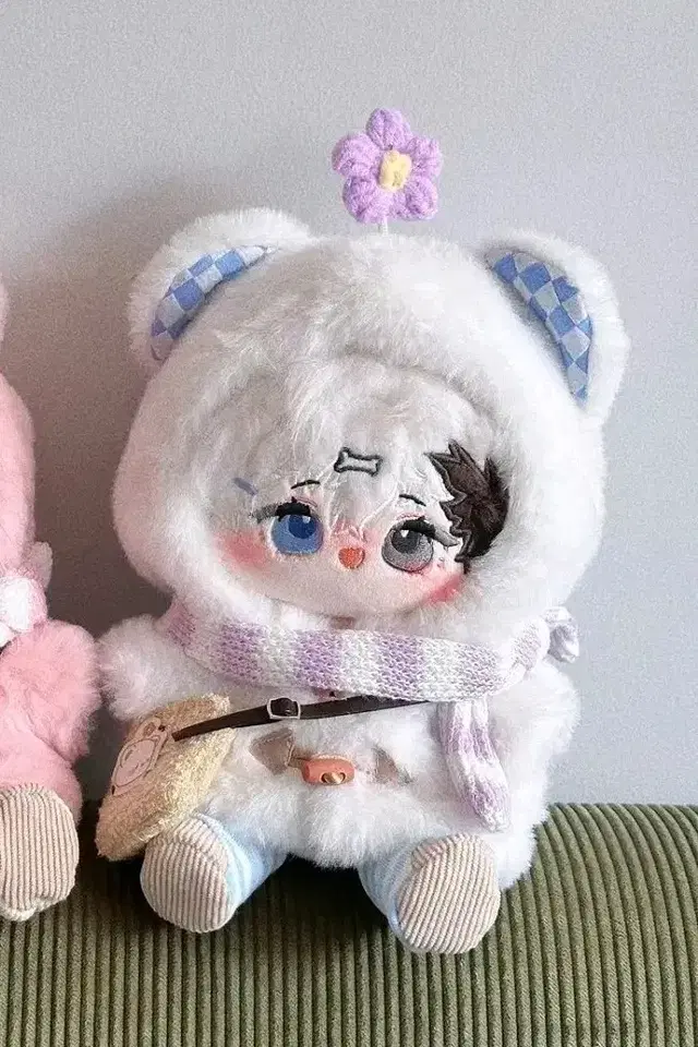 20cm 인형옷 겨울옷 겨울꽃곰 봄의화원옷장 떡볶이코트 털코트