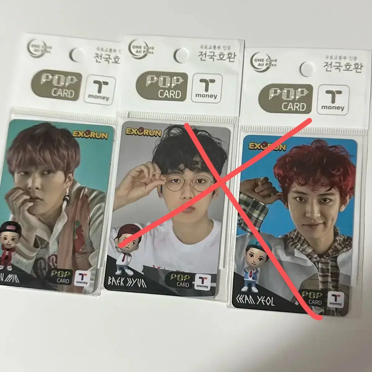 Unsealed) exo baekhyun xiumin chanyeol Transportation Card Popcard T-Money WTS