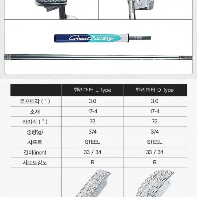 GV TOUR 지브이투어 PT 헨리 L타입 퍼터 헤드