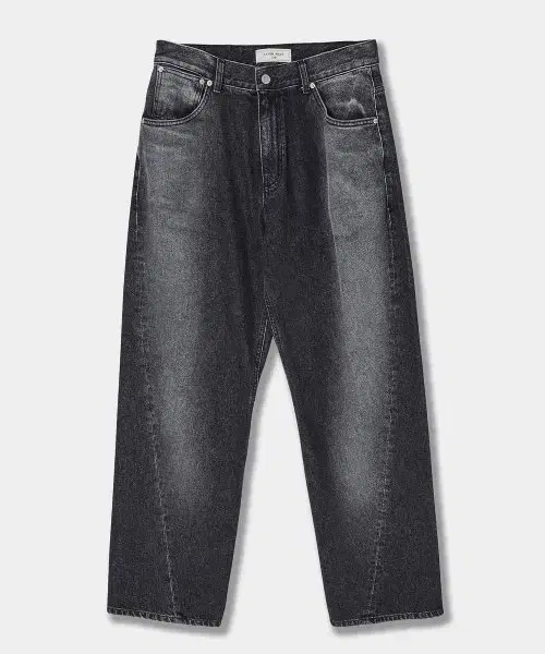 Wide Washed Slashed Denim Jins Charcoal