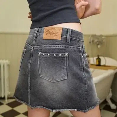 드라이로즈 블랙데님 치마 WASHING DENIM SK