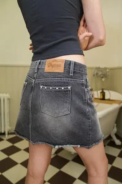 드라이로즈 블랙데님 치마 WASHING DENIM SK