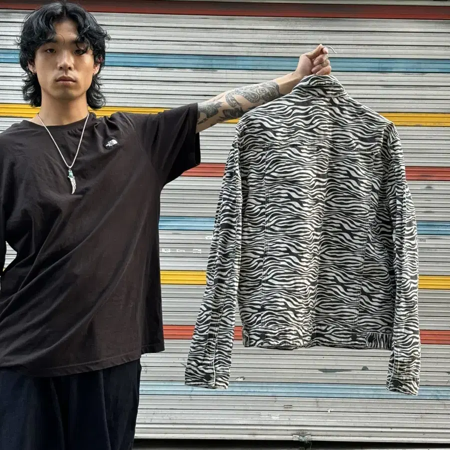 ASOS 블랙 화이트 얼룩 자켓 3XL