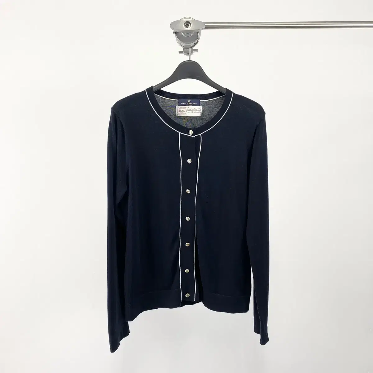 Vintage GRACE BARNES Crew Neck Cotton Cardigan