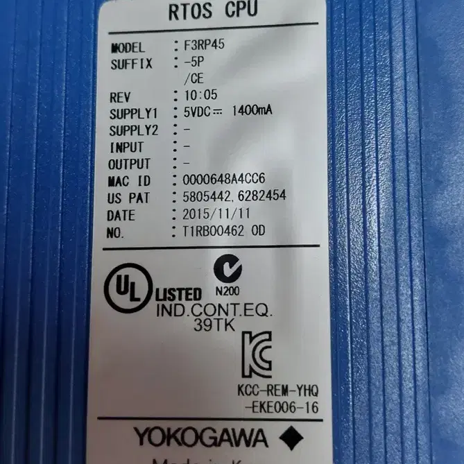 Yokogawa RTOS CPU F3RP45-5P  요코가와