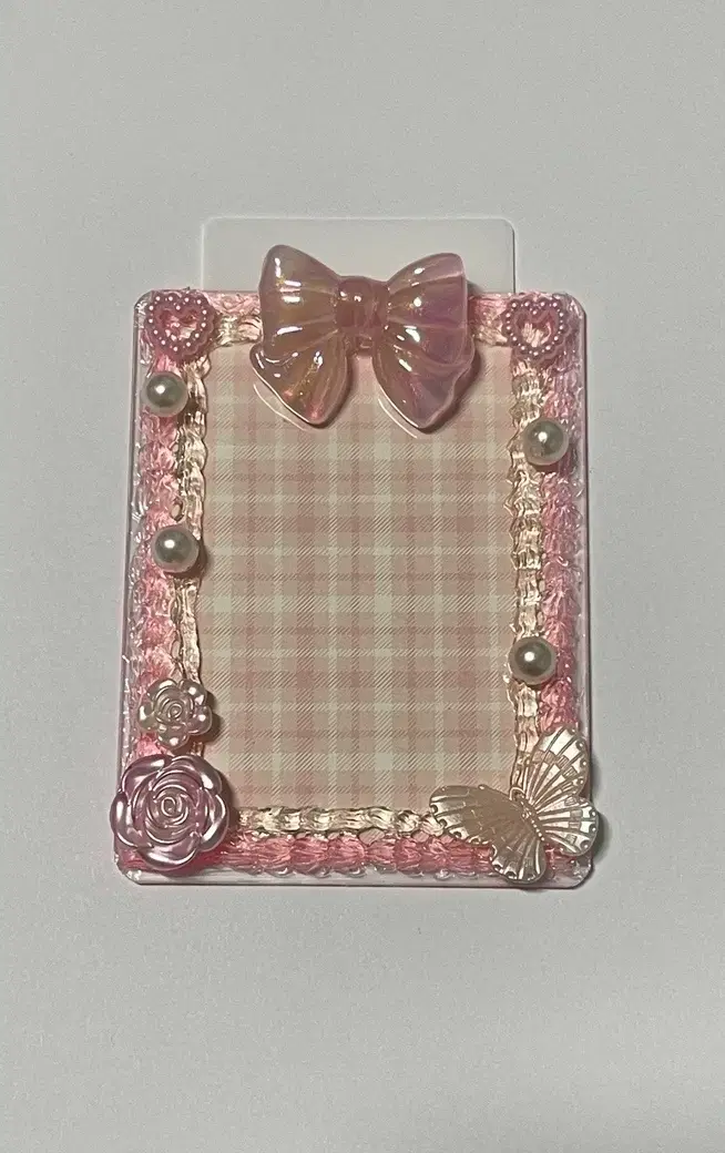 Handmade Topknot Decoden Topknot toploader photocard holder _ Pink Royal Ribbon