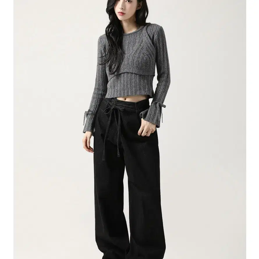 어반드레스 String Wrap Wide Pants BLACK