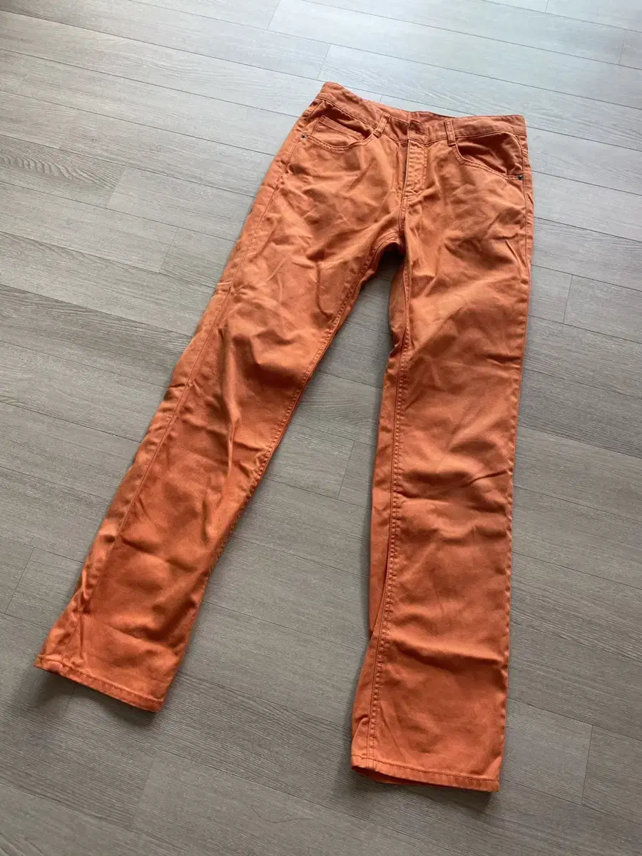 Orange Regular Fit Chino Cotton Trousers Color Vintage Denim 30