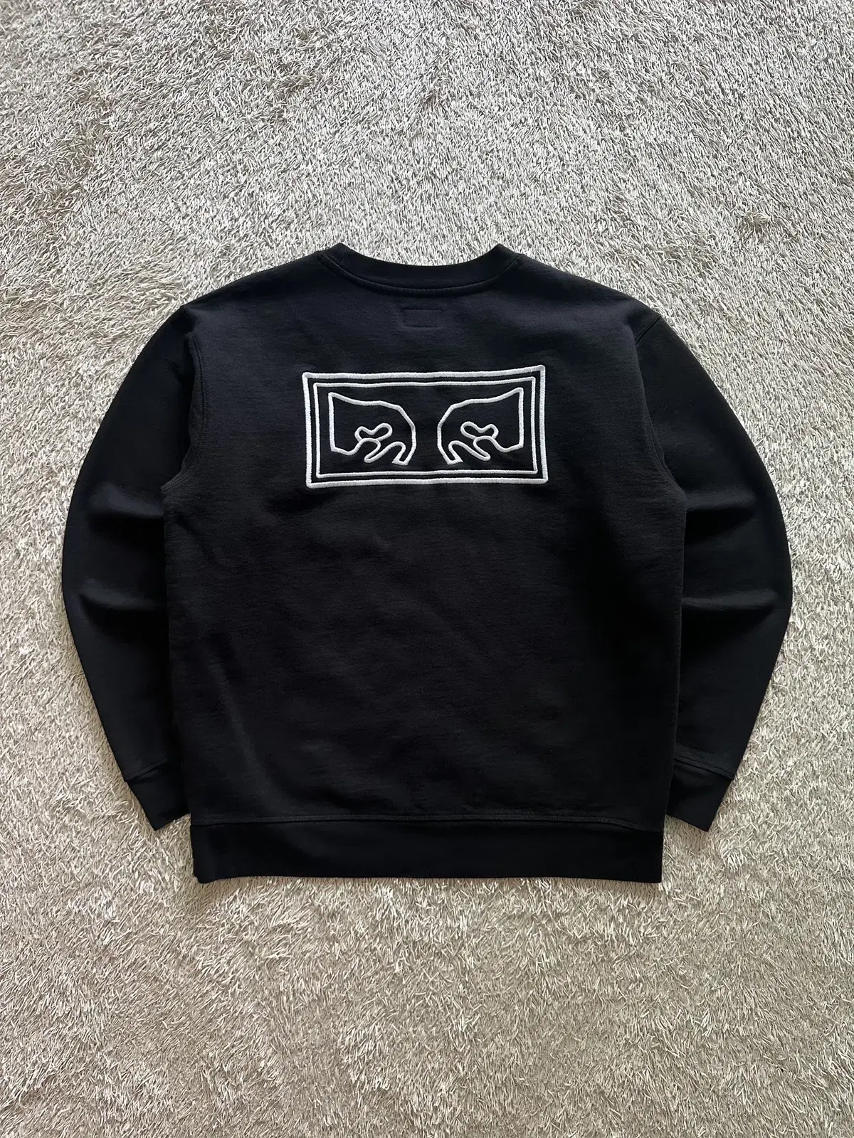 [M] Obey OBEY Eyes Logo Crewneck Brushed Sweatshirt Black