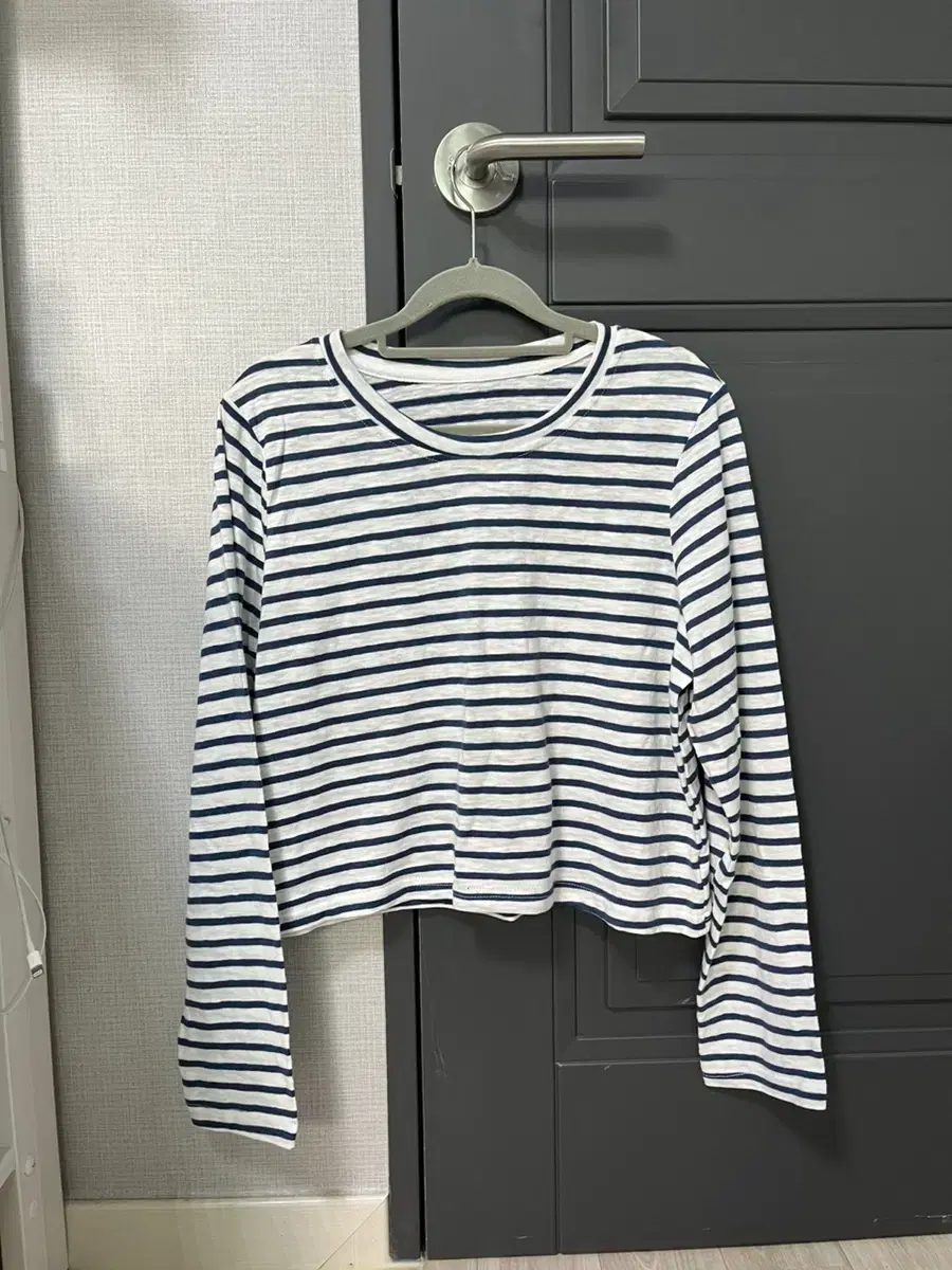 (New) Women's Navy Striped Long Sleeve T-Shirt for sale.