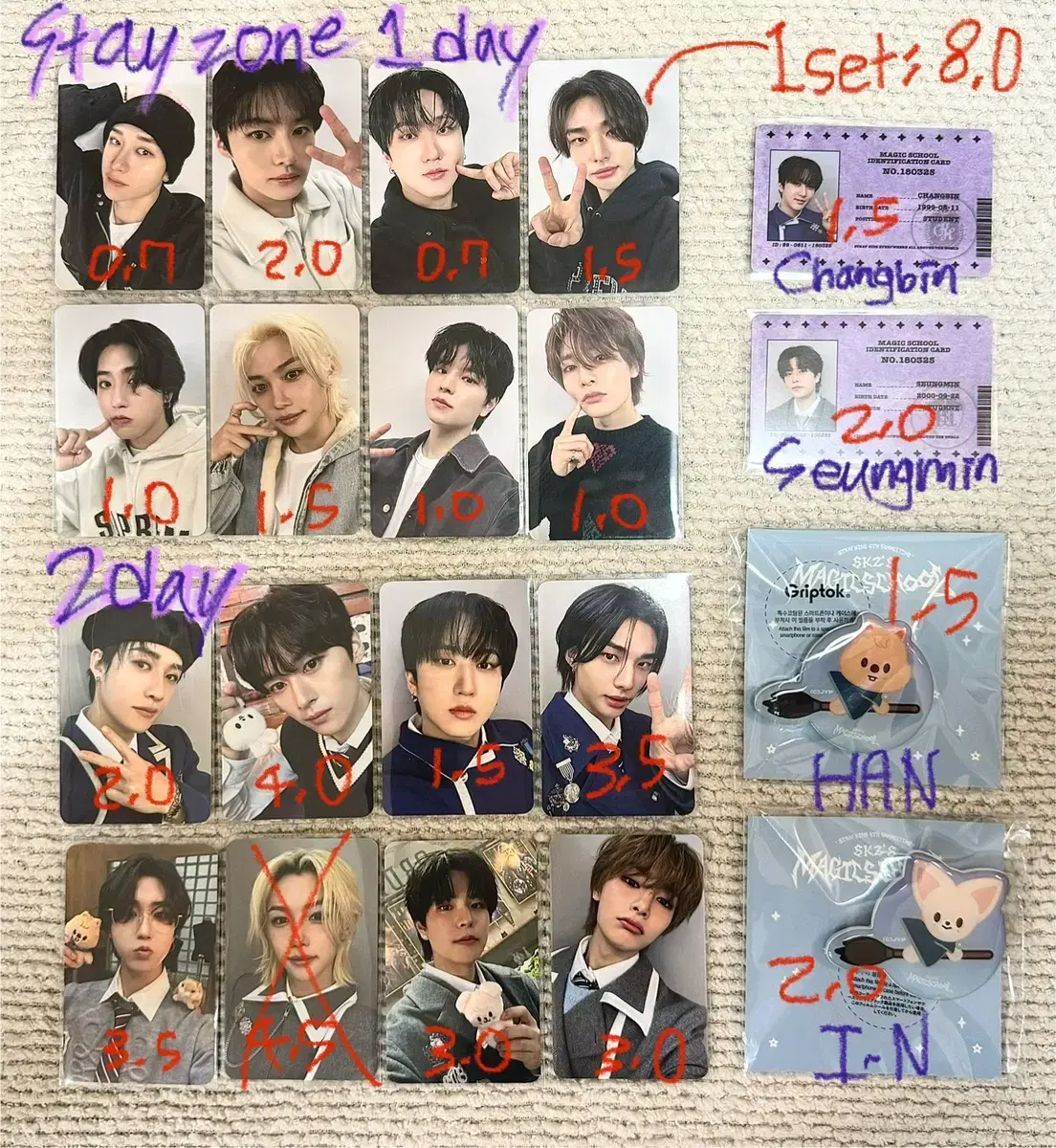 Straykids Stayzone photocard 4th period fanmeeting Magic School Student ID GripTalk transfer