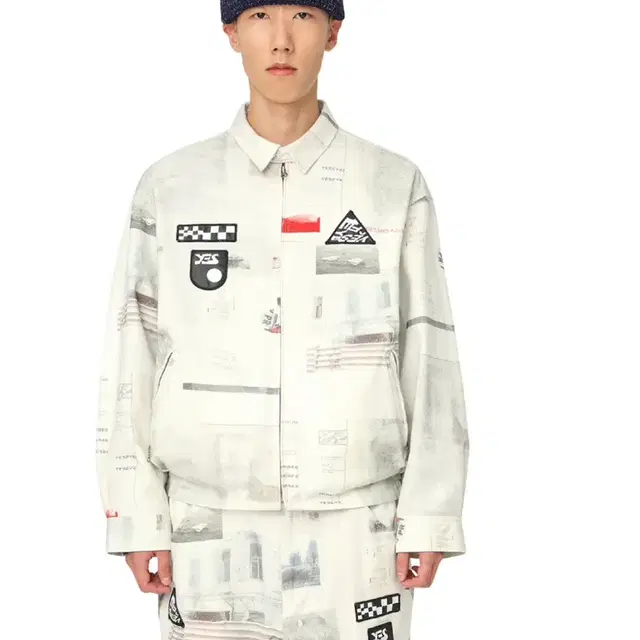 예스아이씨 Patched Zip Jacket White