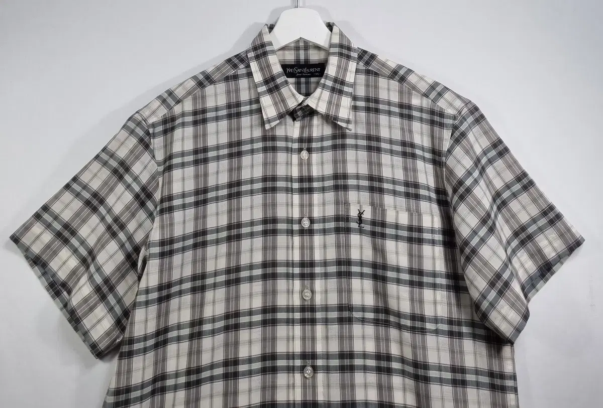 M (95) Yves Saint Laurent Check Short Sleeve Shirt