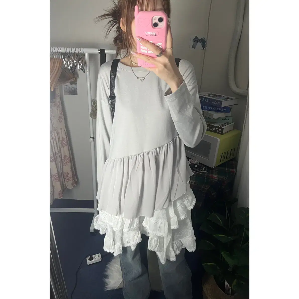 Vintage unfinished frill long-sleeved