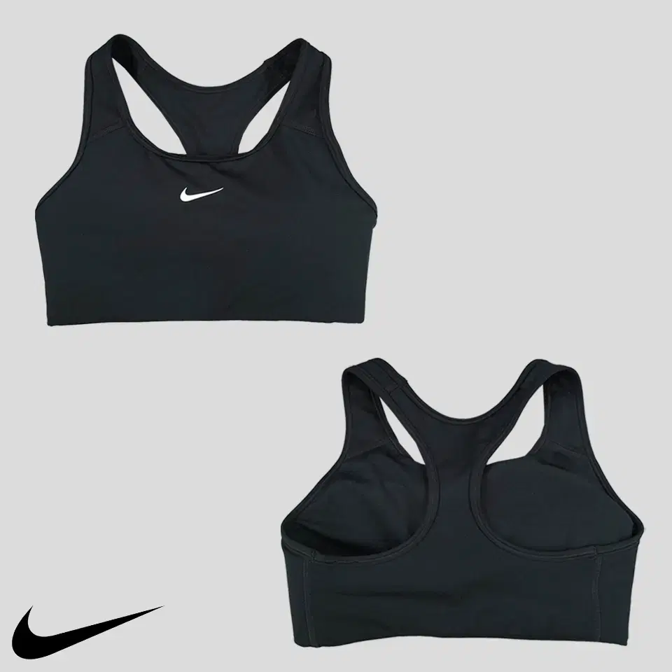 Nike Black White Mid Swoosh Printing Sports Bra Bra Top Sleeveless Min