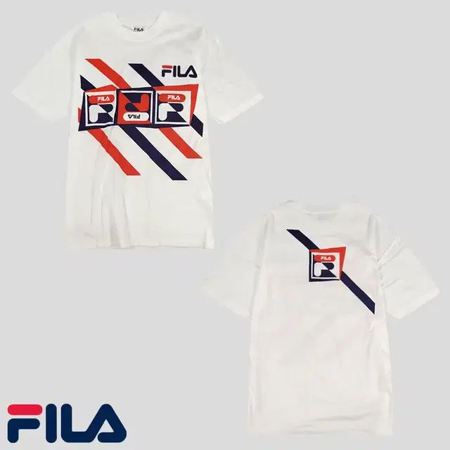 FILA 휠라 필라 JP 화이트 네이비 레드 스트라이프 프린팅 올드스쿨