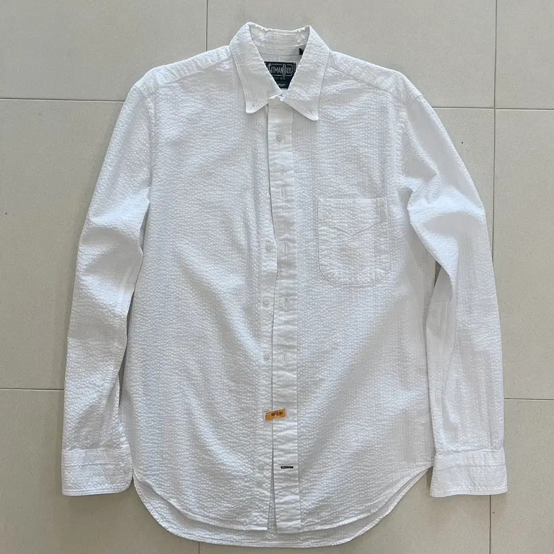 Gitman Vintage 화이트 시어서커 셔츠 15.5(M)