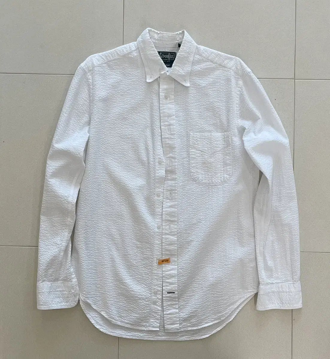 Gitman Vintage 화이트 시어서커 셔츠 15.5(M)