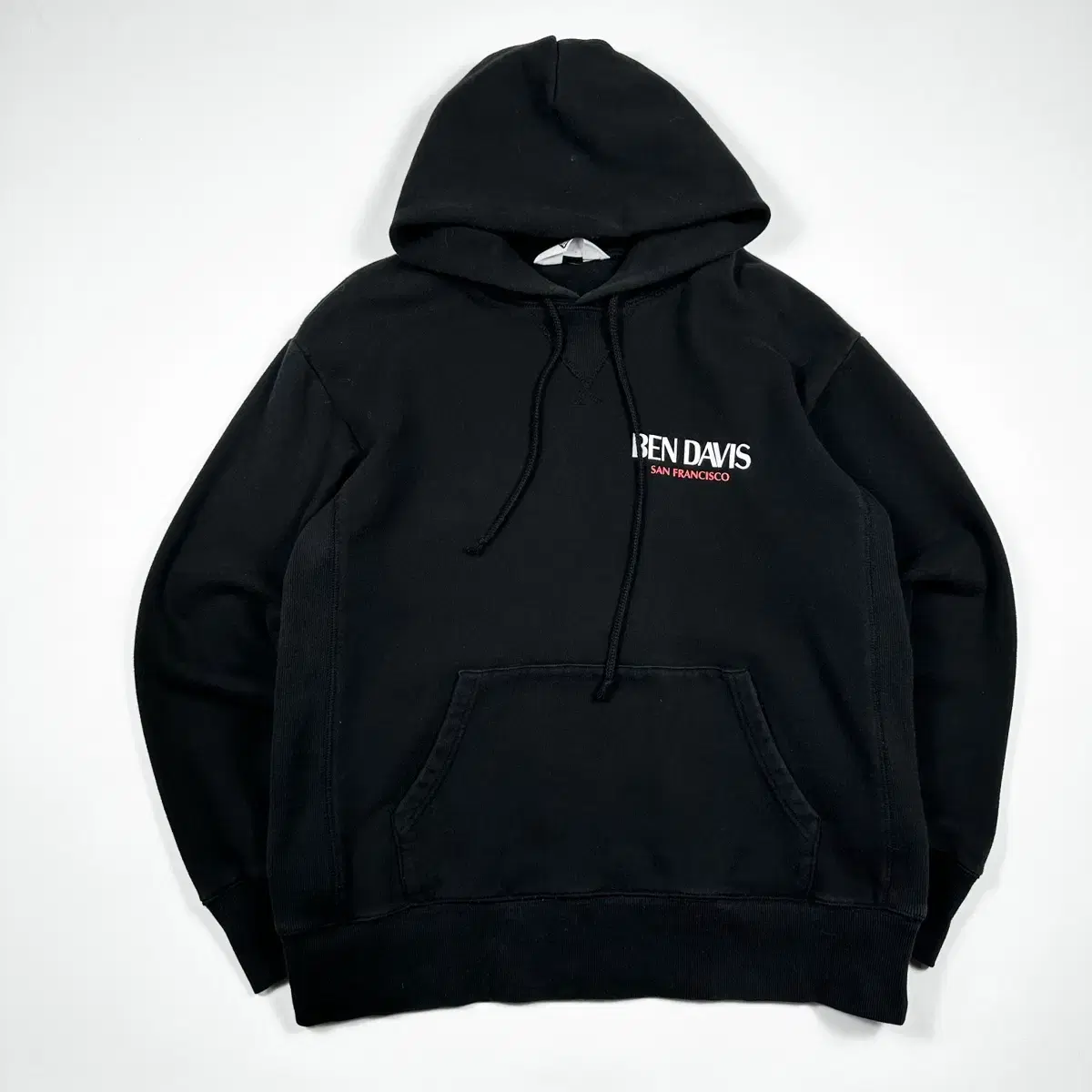 (M) Ben Davis Back Logo Printed Boxy Hoodie Black