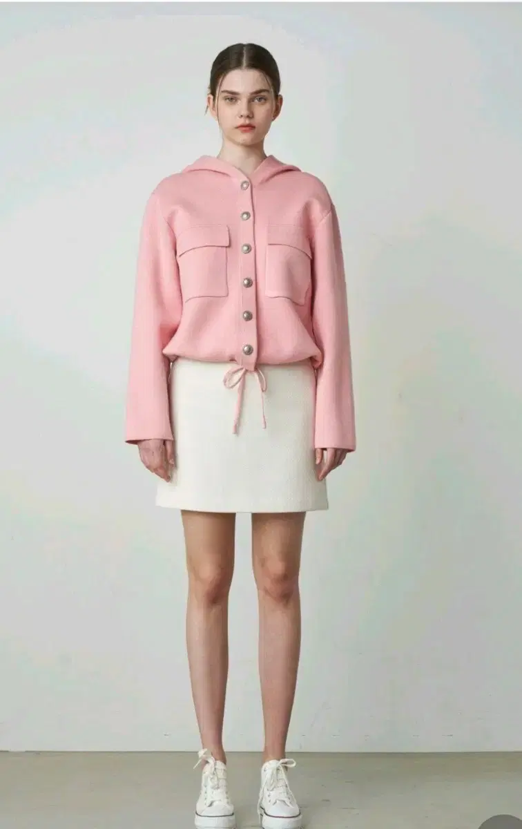 코인코즈 프리 핑크 가디건 후드 니트 1회 착용