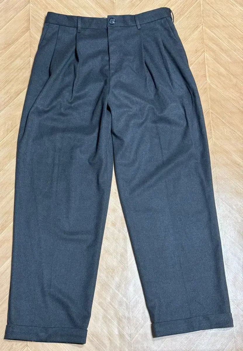 Espionage Pleated Woollike Wide Trousers Warm Gray XL